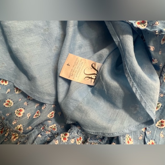 LoveShackFancy Maya Dress Ruffle Cotton Print Blue Size 4 - Picture 13 of 13